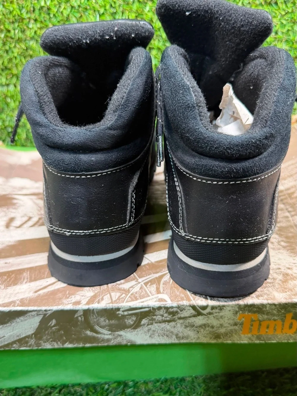 Timberland Junior Euro Dub Black Leather Boots Size 5M 86916
